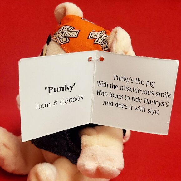 Vintage Harley Davidson Punky Hog Pig Bean Bag Plush Figure Doll 1997 - Picture 5 of 11